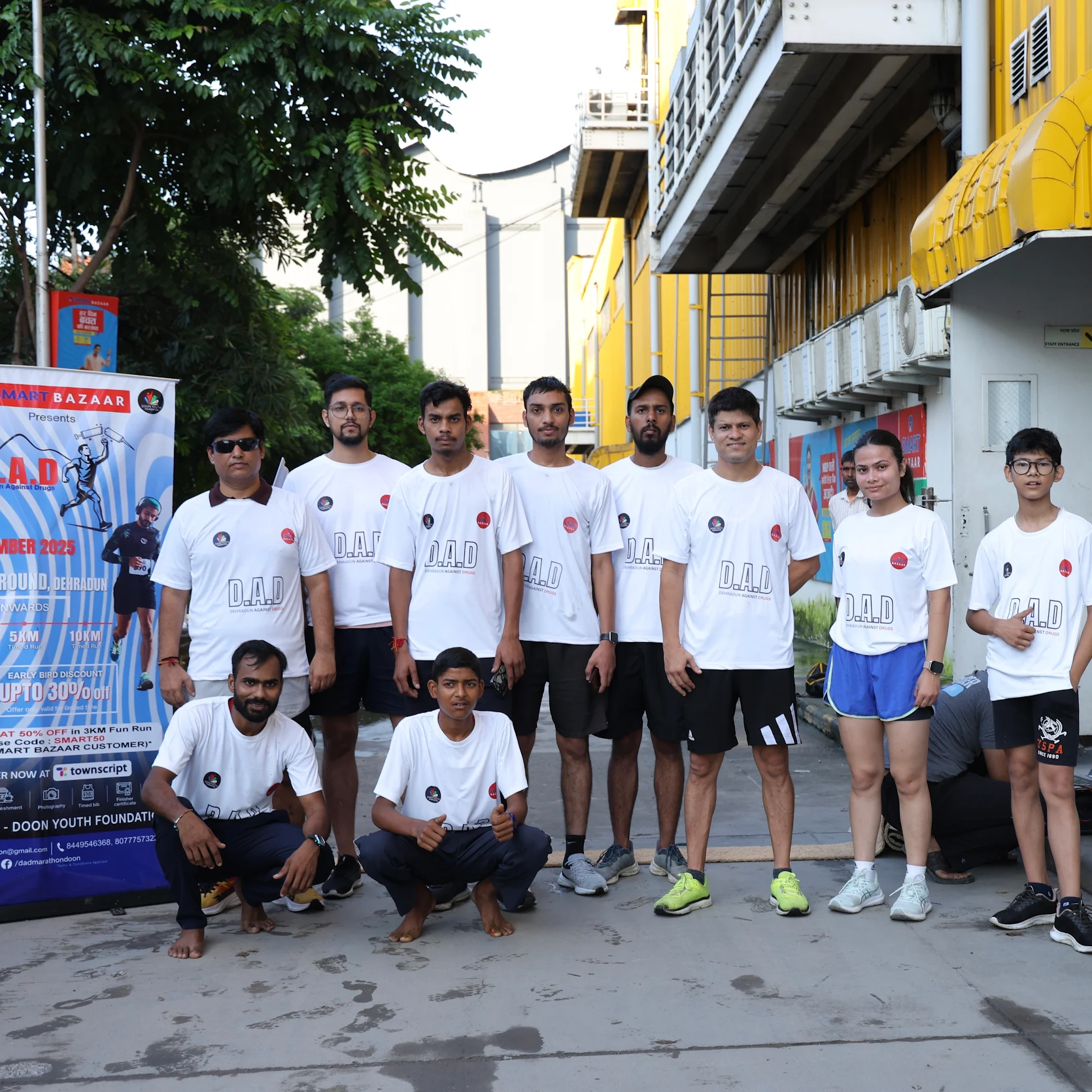 D.A.D Dehradun Against Drugs marathon team wearing custom sublimation t-shirts by Vastraa Clothing, Dehradun